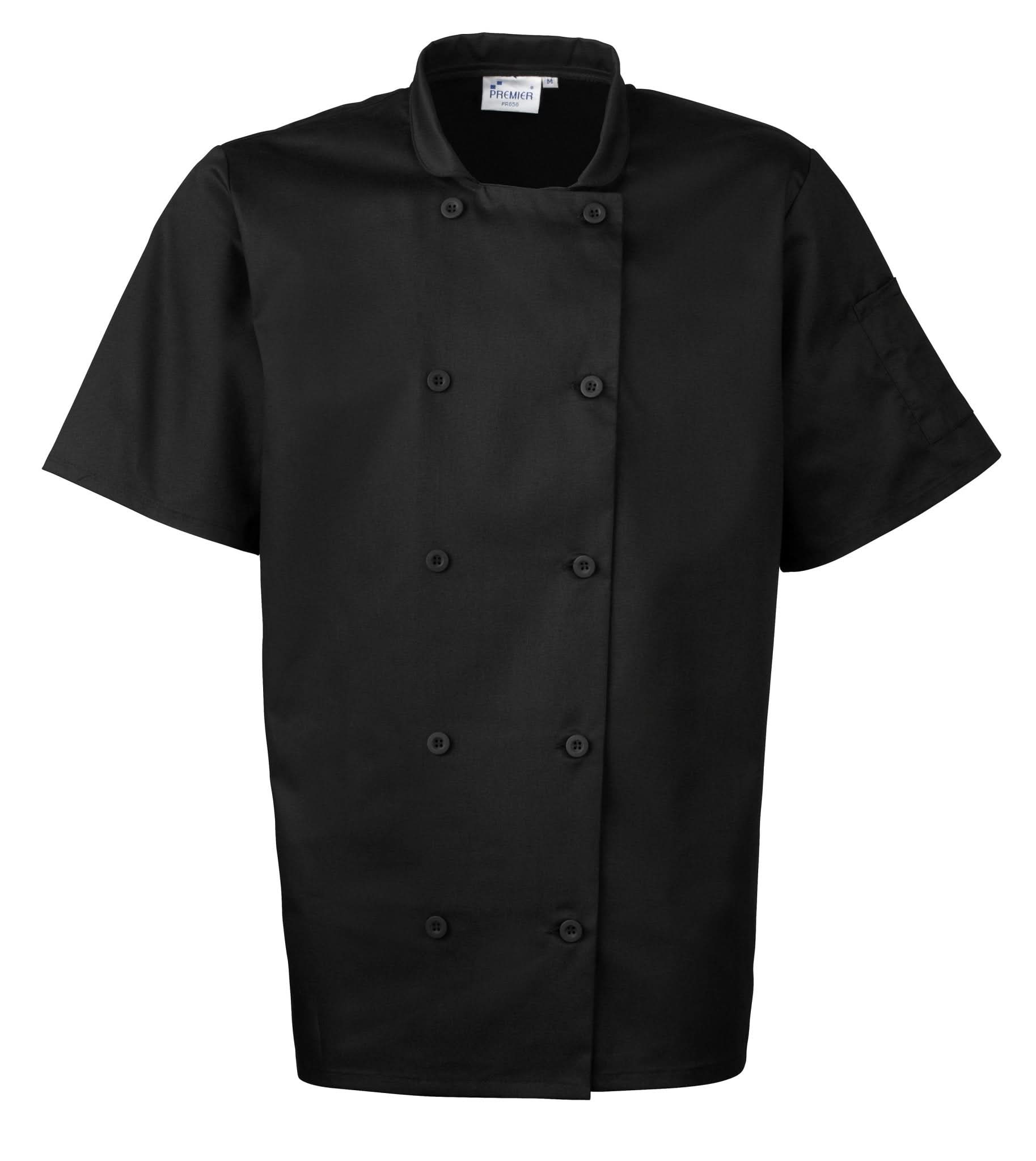 PR656: Short Sleeve Chefs Jacket Chefs Jacket Premier Black XS