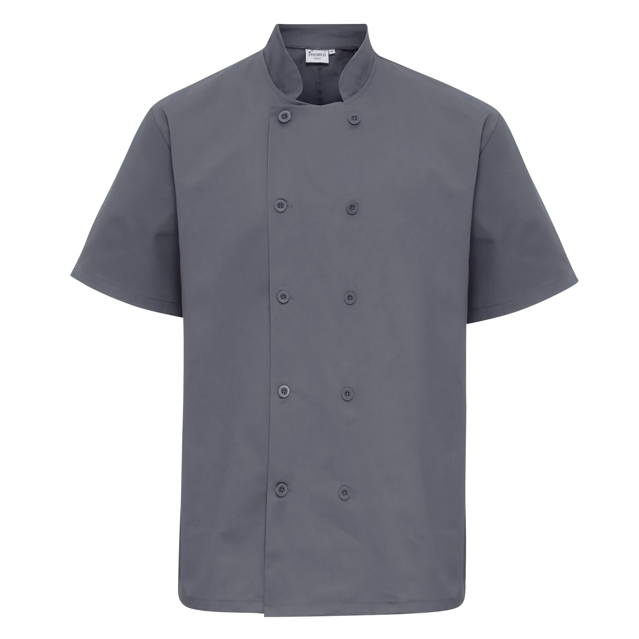 PR656: Short Sleeve Chefs Jacket Chefs Jacket Premier Steel XS