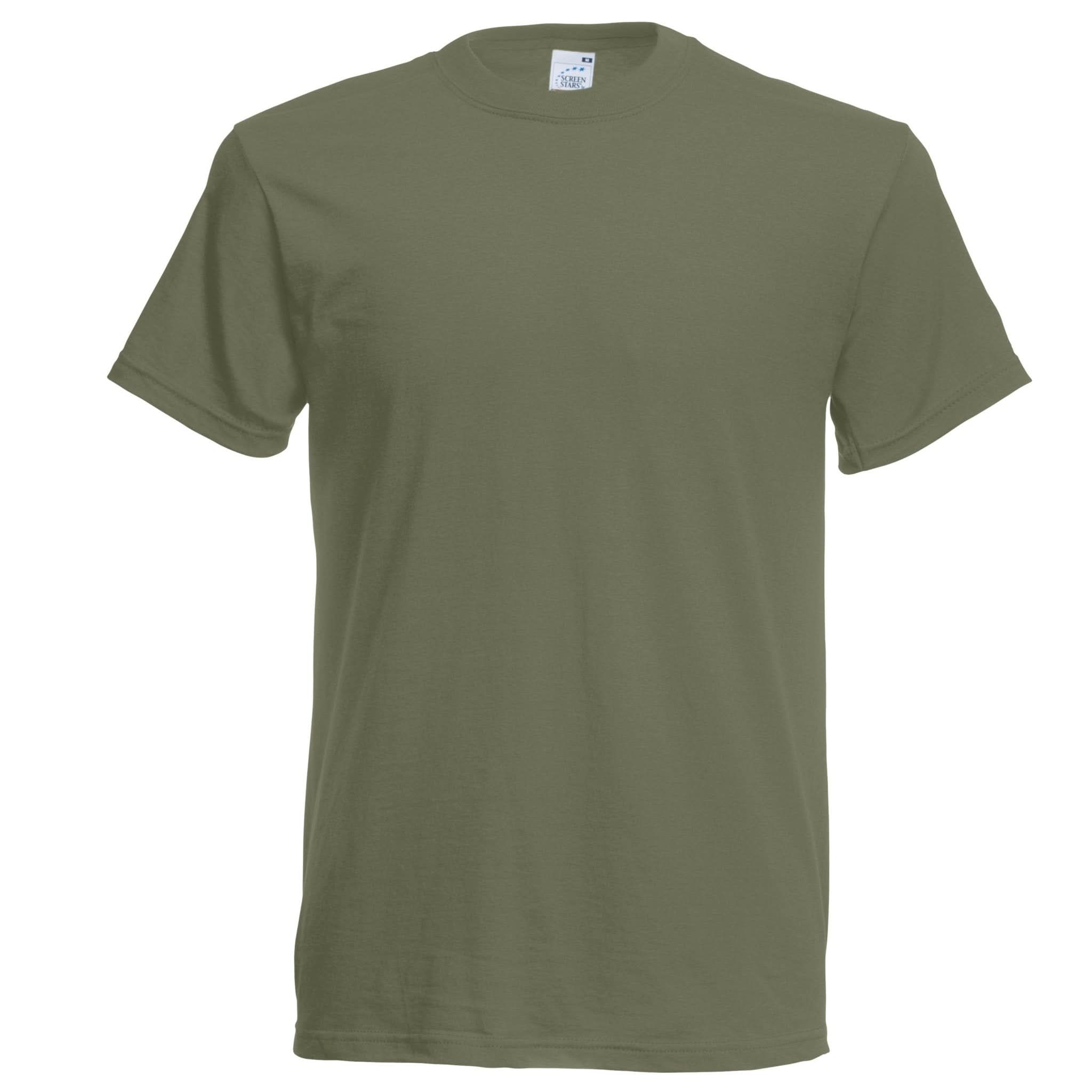 SS048: Mens Original Cotton T-Shirt Mens T-Shirts Fruit of the Loom Olive S