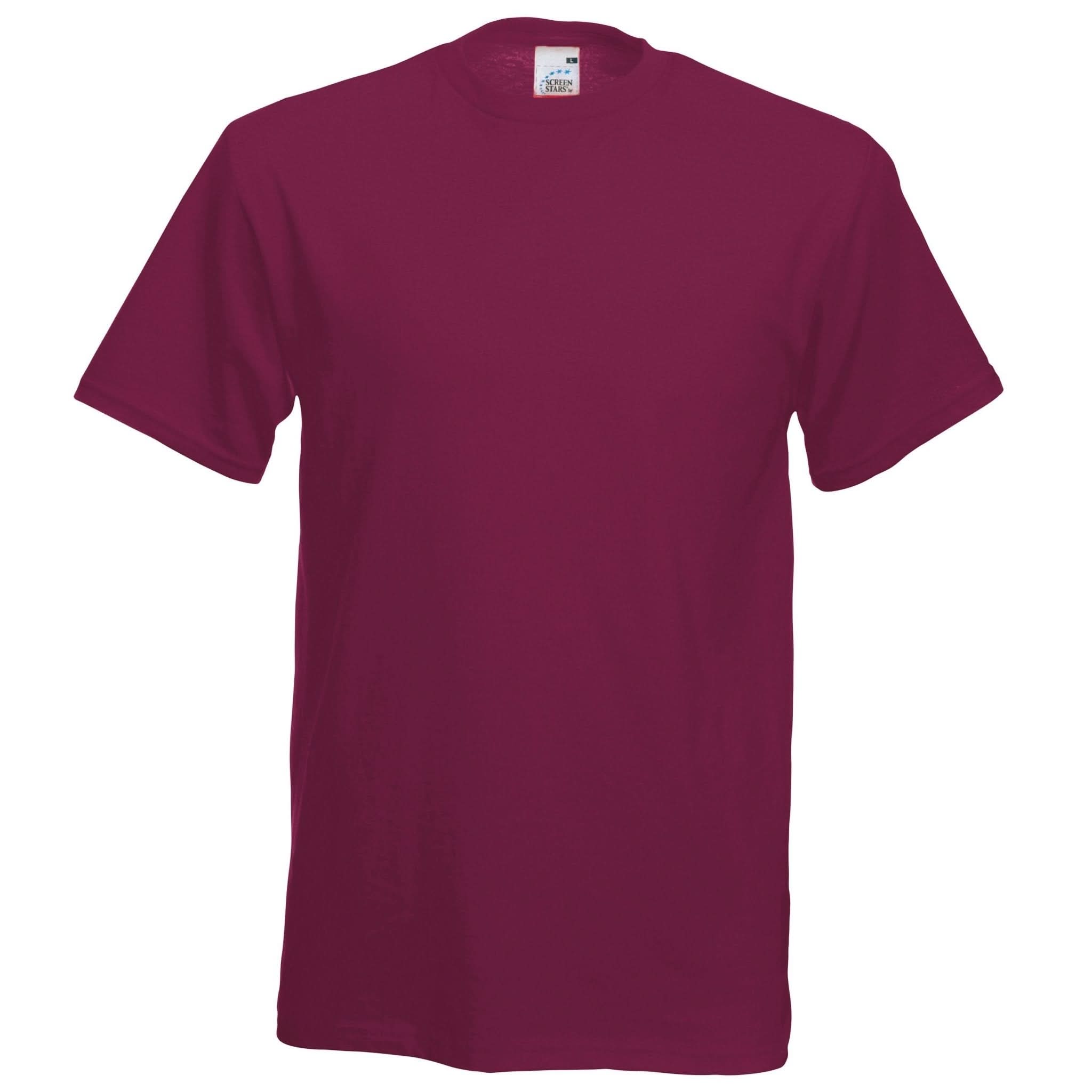 SS048: Mens Original Cotton T-Shirt Mens T-Shirts Fruit of the Loom Burgundy S