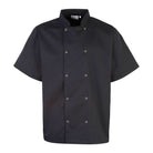 PR664: Studded Front Chefs Jacket (Short Sleeve) Chefs Jacket Premier Black XS