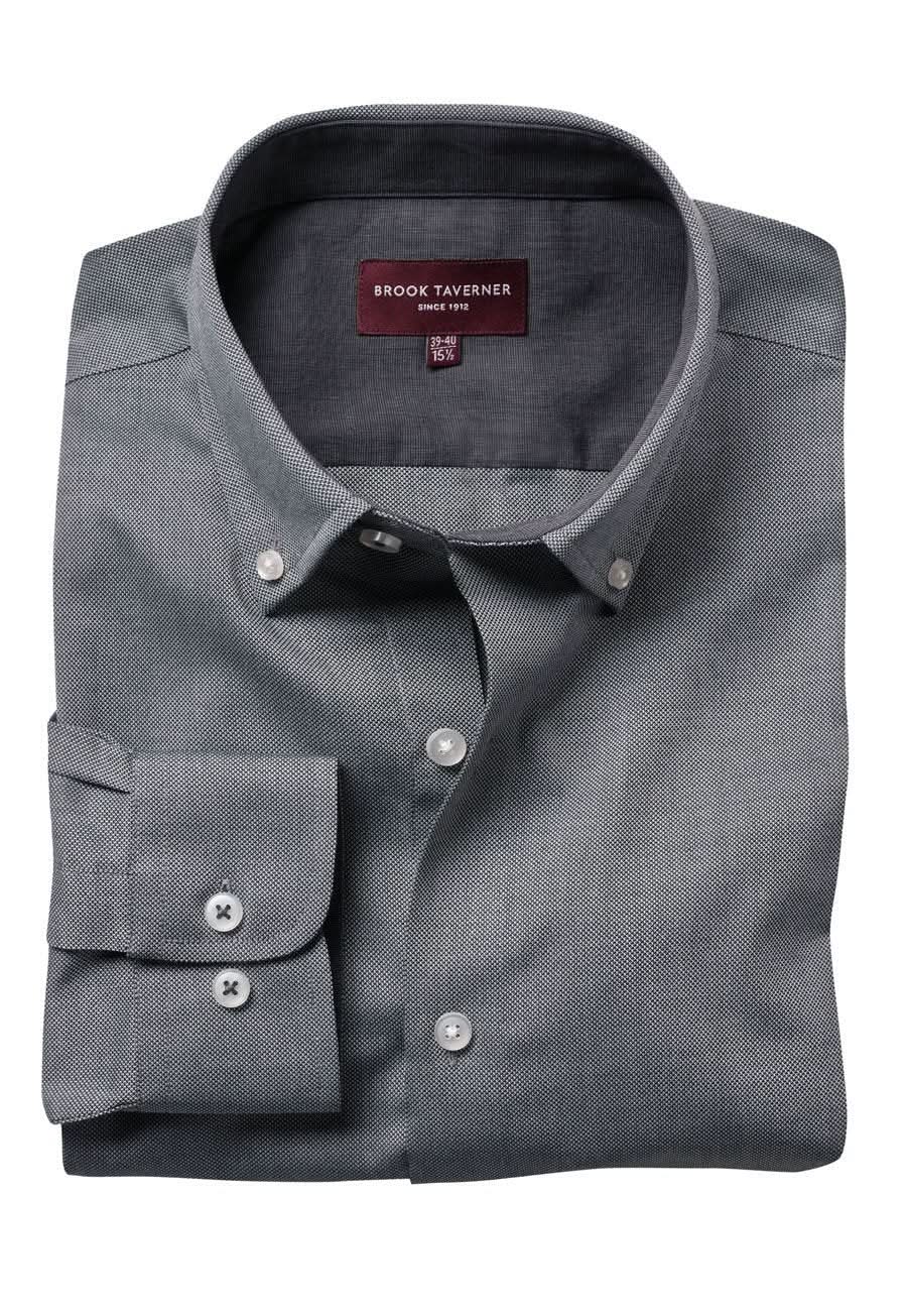 Toronto Mens Royal Oxford Shirt Mens Long Sleeve Shirts Brook Taverner Grey 14"