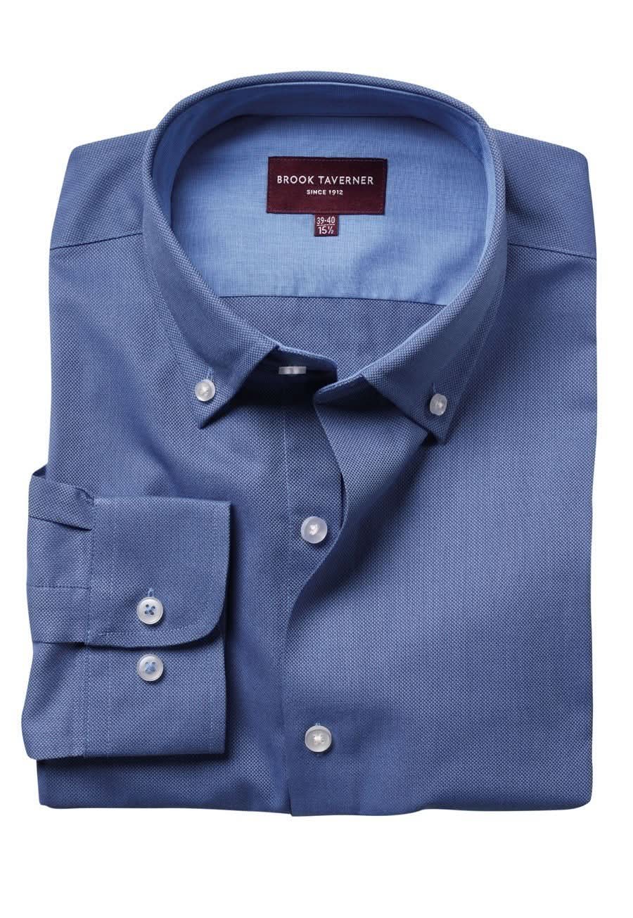 Toronto Mens Royal Oxford Shirt Mens Long Sleeve Shirts Brook Taverner Blue 14"