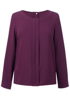 Roma Plain Ladies Crepe de Chine Blouse Blouses Brook Taverner Burgundy 6