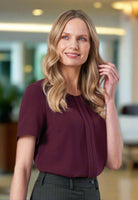 Verona Ladies Crepe de Chine Plain Blouse Blouses Brook Taverner Burgundy 6