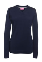 2307: Atlanta Ladies V-Neck Jumper Womens Knitwear Brook Taverner Navy XS