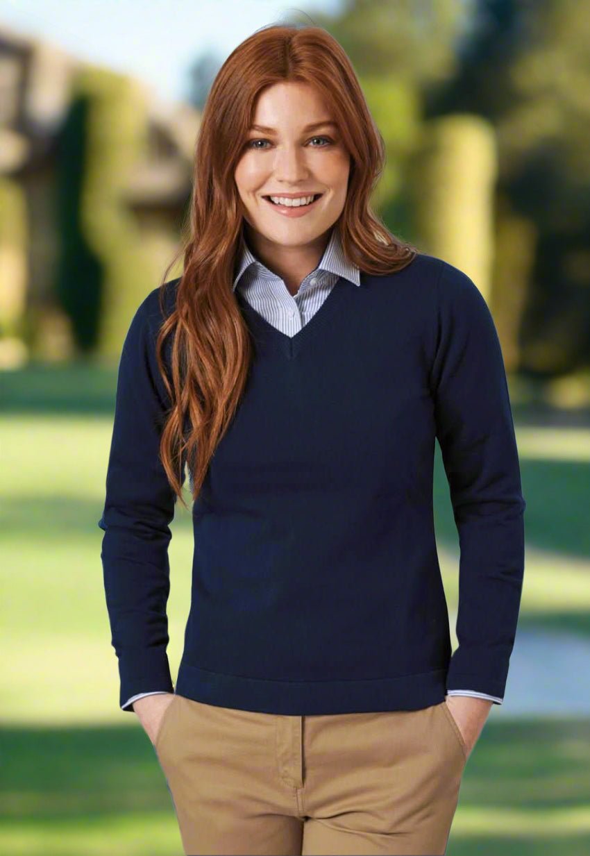 2307: Atlanta Ladies V-Neck Jumper Womens Knitwear Brook Taverner