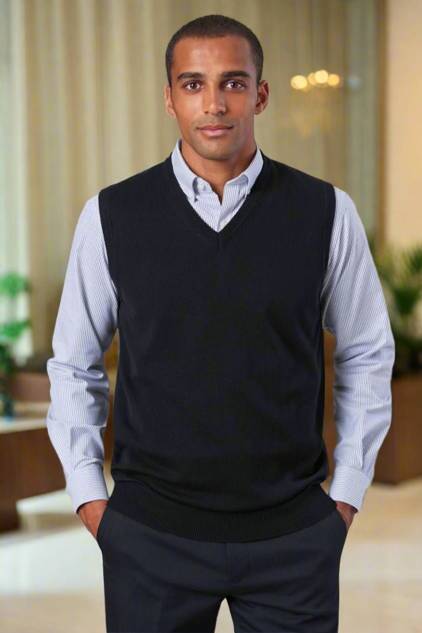 7819: Detroit Mens V-Neck Sleeveless Top Mens Knitwear Brook Taverner