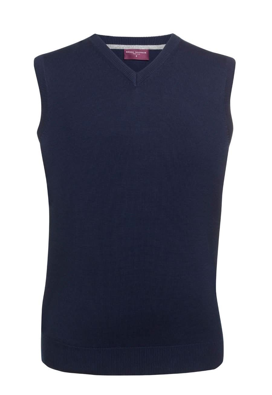 7819: Detroit Mens V-Neck Sleeveless Top Mens Knitwear Brook Taverner Navy XS