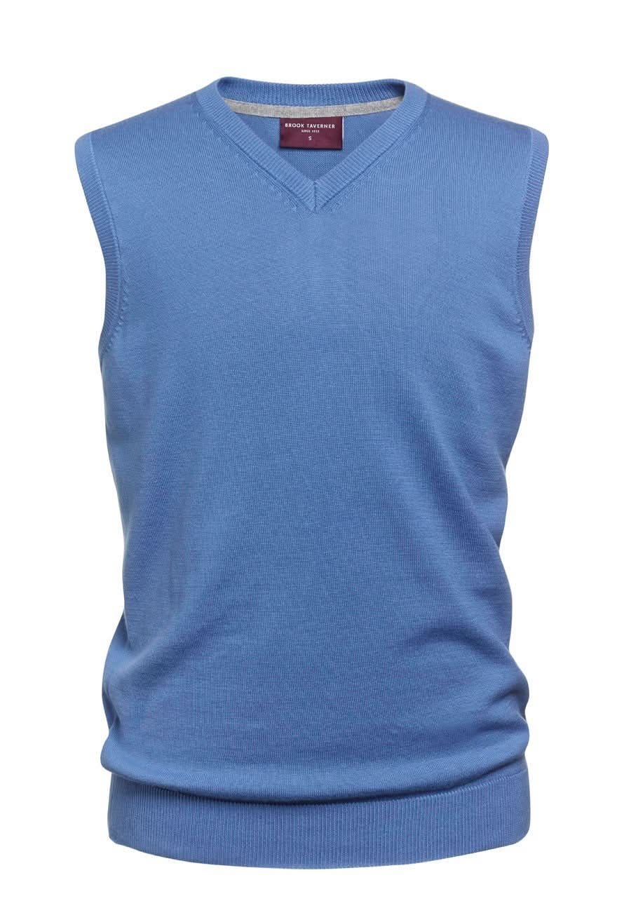 Detroit Mens V-Neck Sleeveless Top Mens Knitwear Brook Taverner Light Blue S