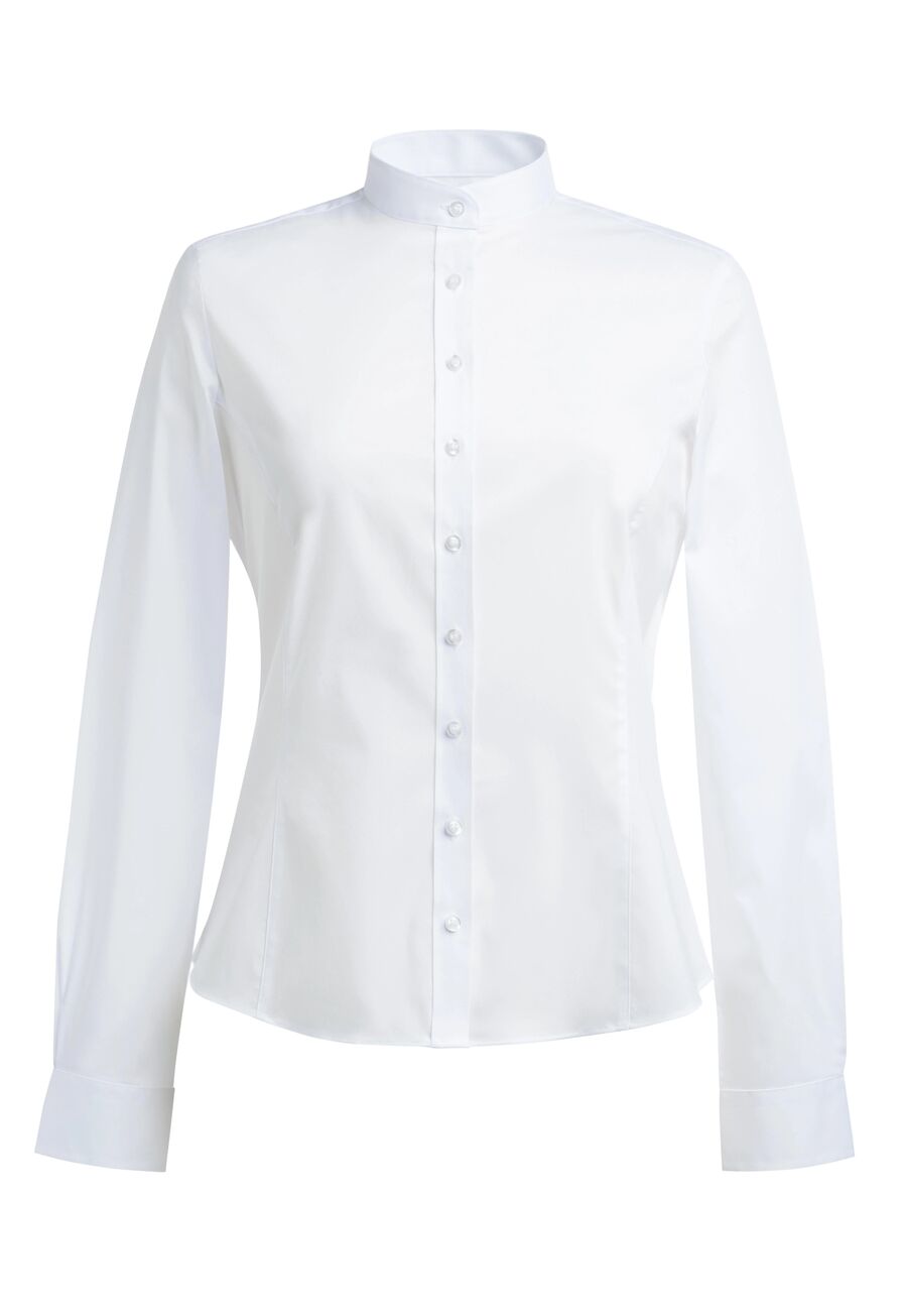 2403: Amelia Semi-Fitted Grandad Collar Shirt Womens Long Sleeve Shirts Brook Taverner