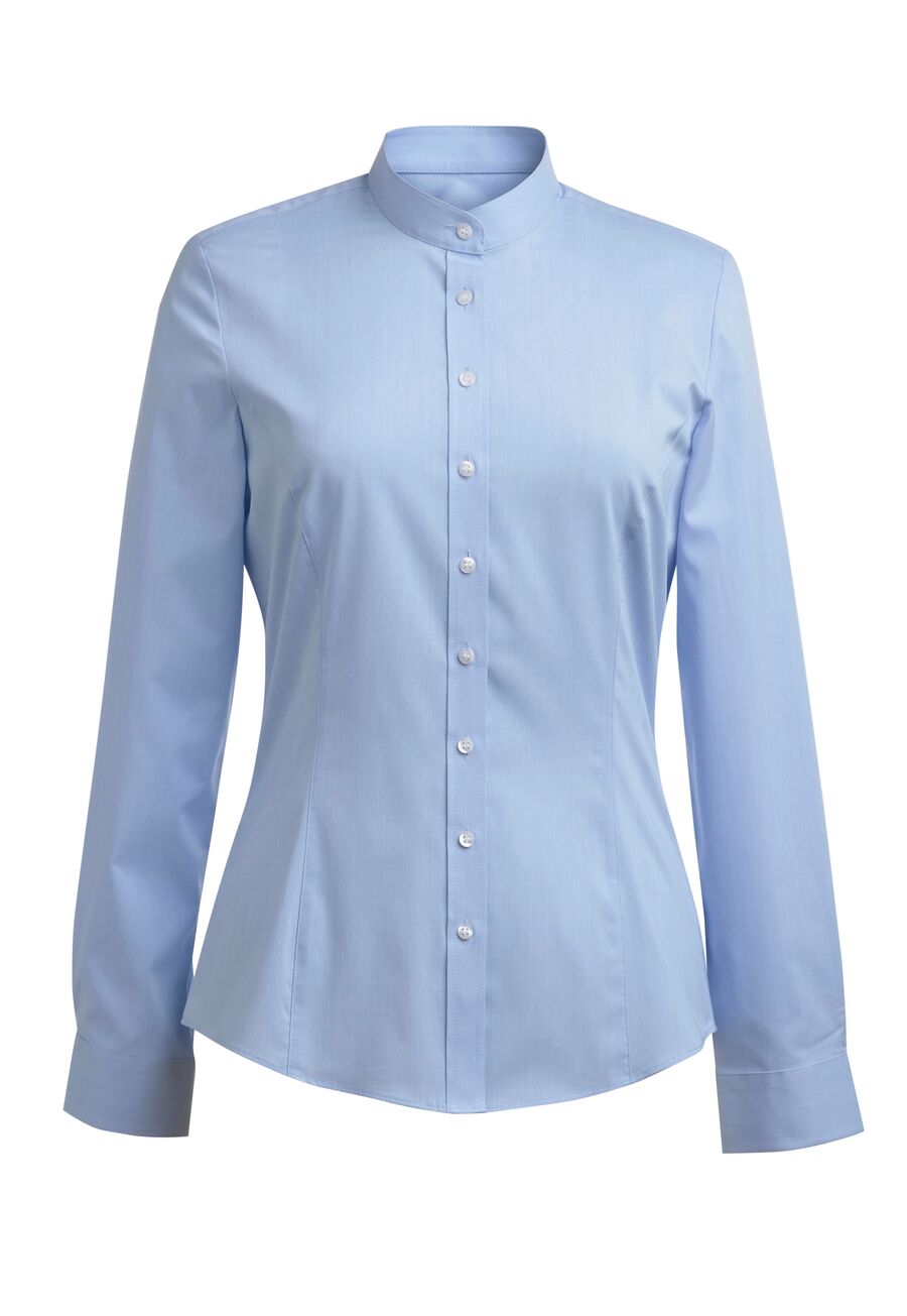 2403: Amelia Semi-Fitted Grandad Collar Shirt Womens Long Sleeve Shirts Brook Taverner