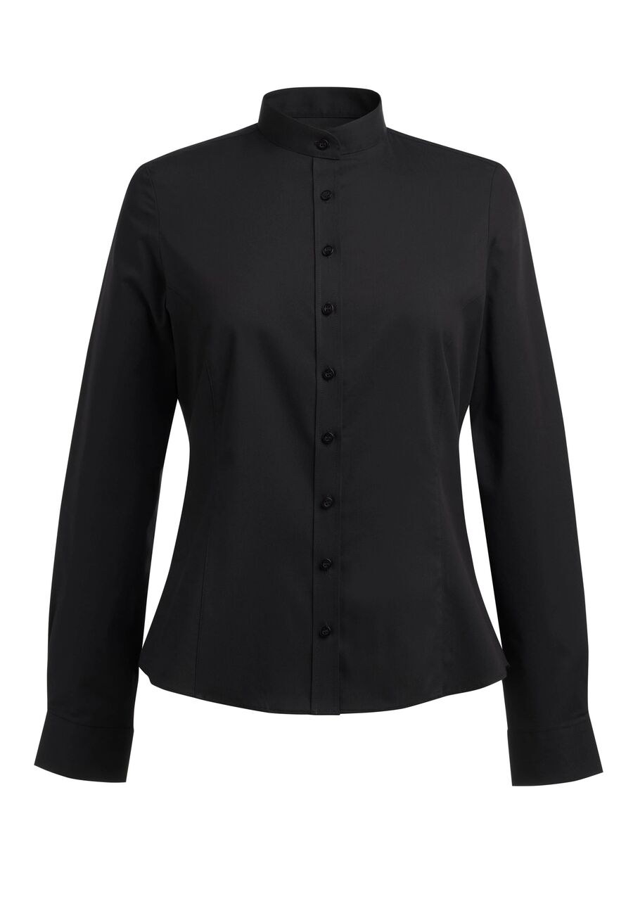 2403: Amelia Semi-Fitted Grandad Collar Shirt Womens Long Sleeve Shirts Brook Taverner