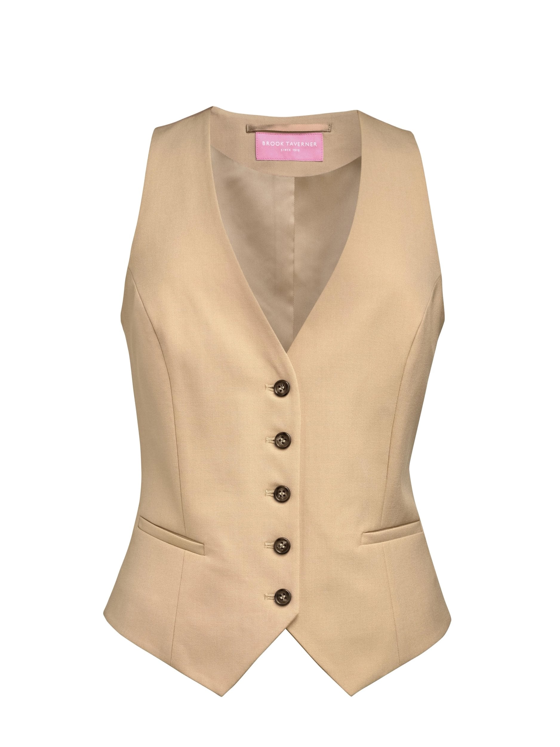 Beatrice Ladies Tailored Fit Waistcoat Ladies Waistcoat Brook Taverner Sand XS (4-6)