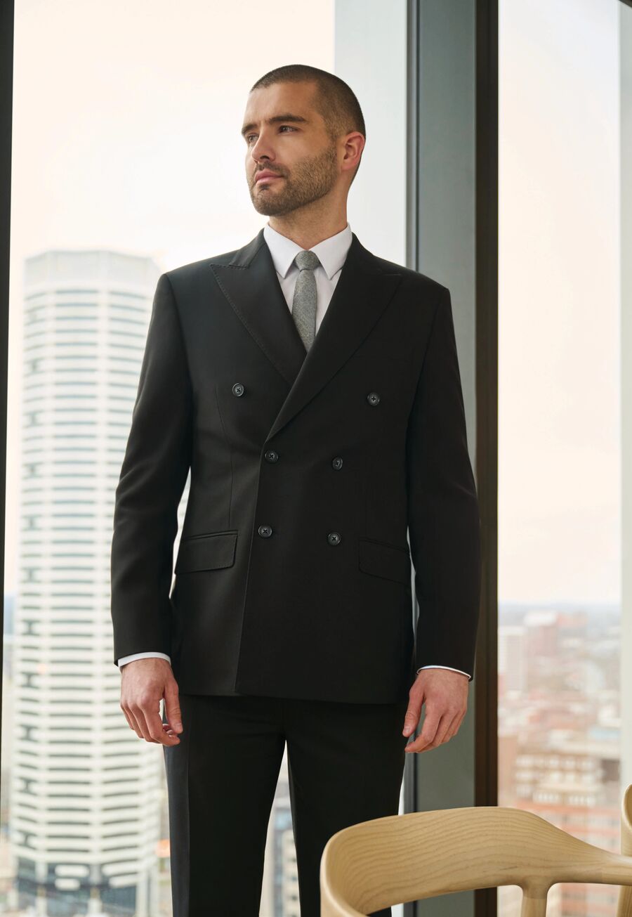 5484: Ferdinand Mens Double Breasted Jacket Mens Suit Jacket Brook Taverner Black 34" Short