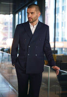 5484: Ferdinand Mens Double Breasted Jacket Mens Suit Jacket Brook Taverner Navy 34" Short
