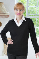 HB732: Ladies Button-up V-Neck Cardigan Womens Knitwear Henbury Black 2XS