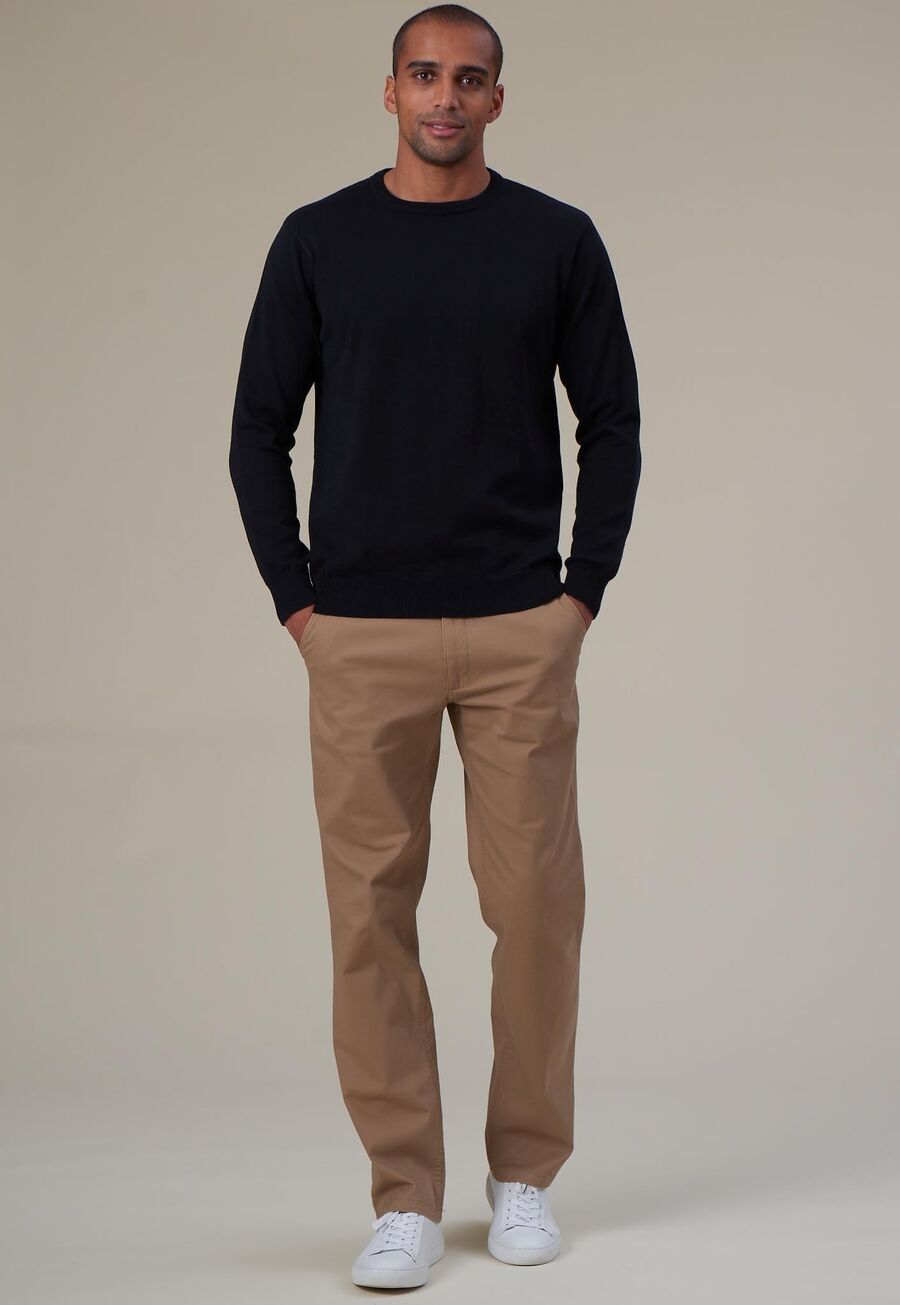 8059: Leo Mens Classic Fit Chino Mens Chinos Brook Taverner Tan 32 Short