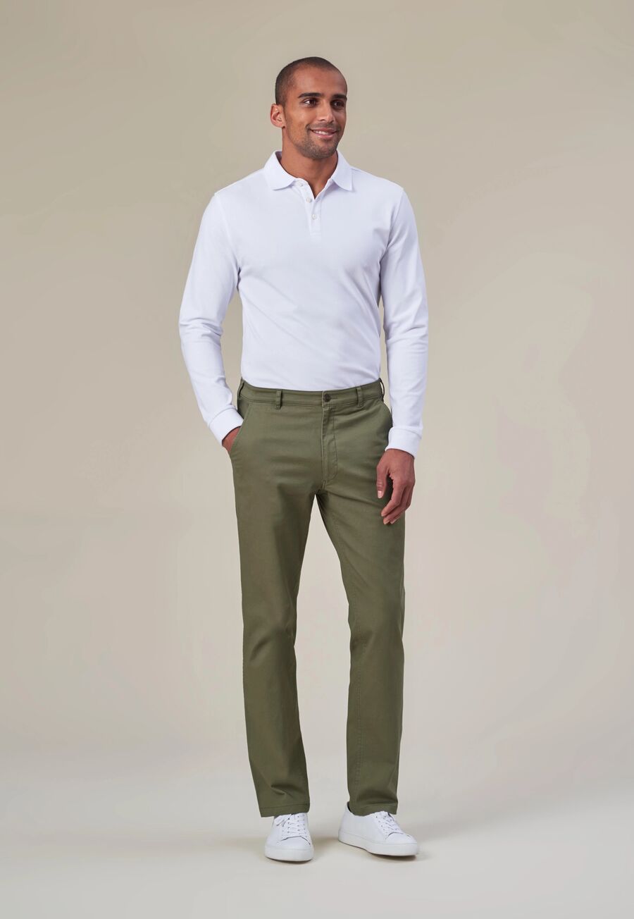 8059: Leo Mens Classic Fit Chino Mens Chinos Brook Taverner Olive 32 Short