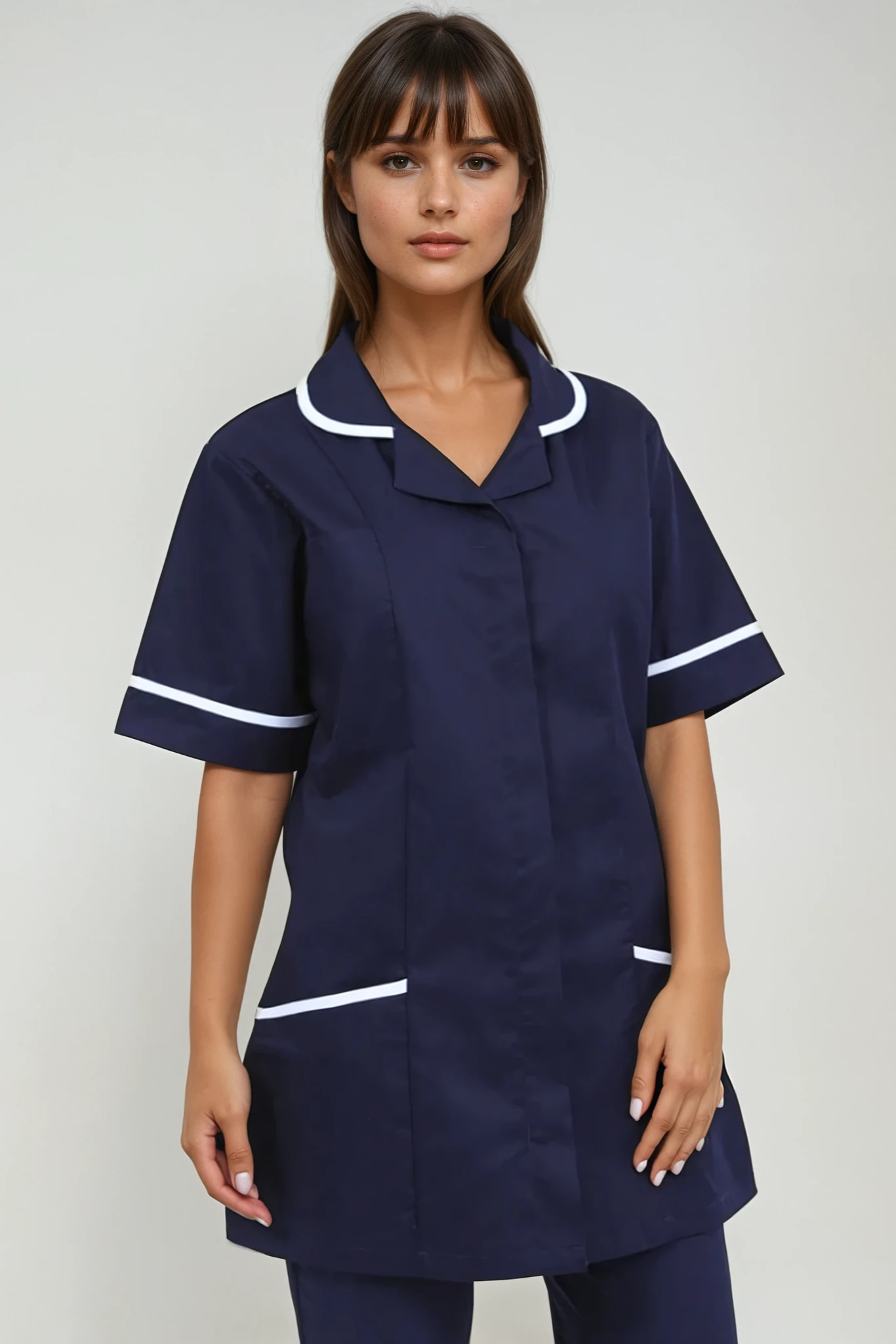 NCLTPS Ladies Round Collar Tunic (Blues) Ladies Healthcare Tunic Behrens