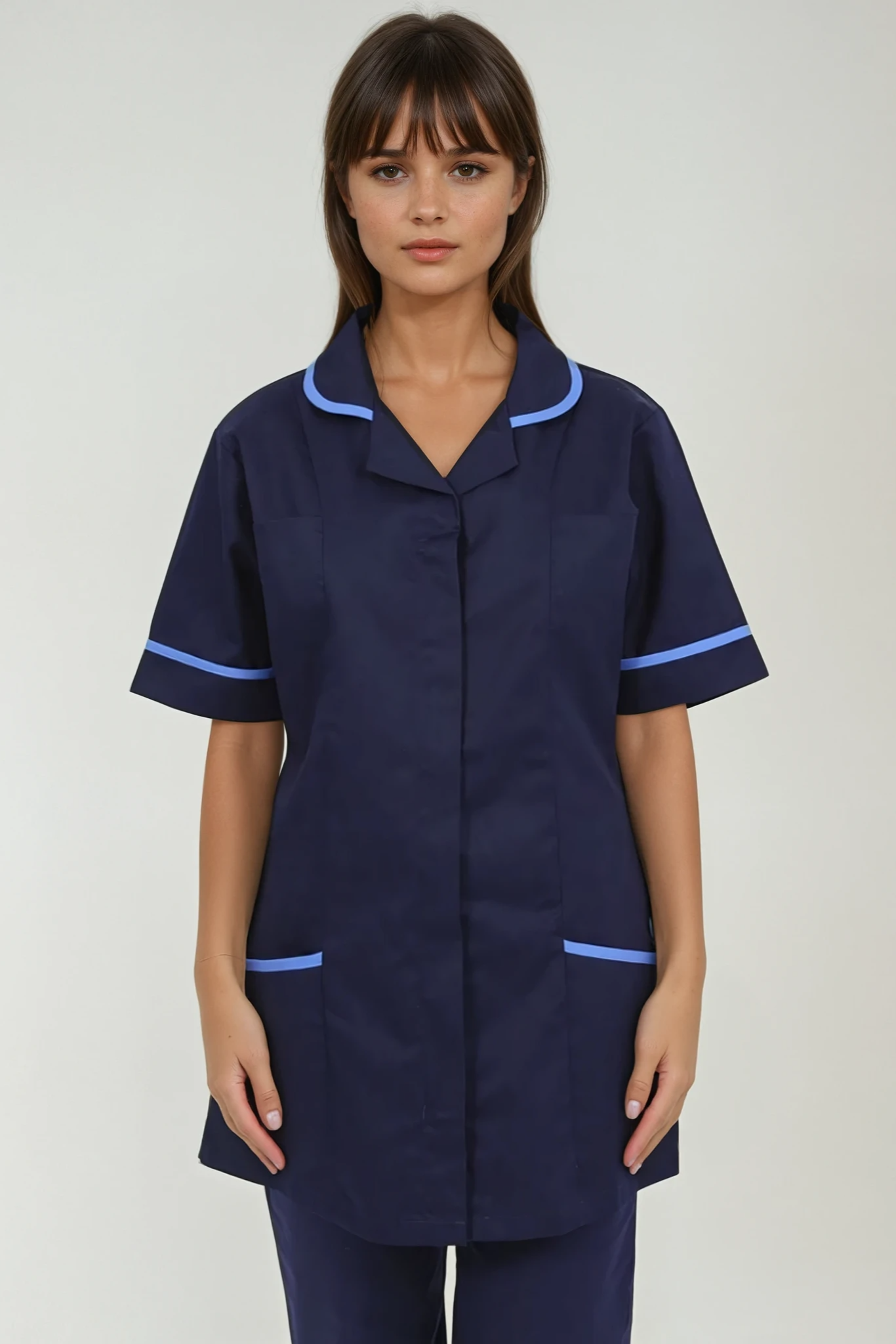 NCLTPS Ladies Round Collar Tunic (Blues) Ladies Healthcare Tunic Behrens Navy / Hospital Blue 6