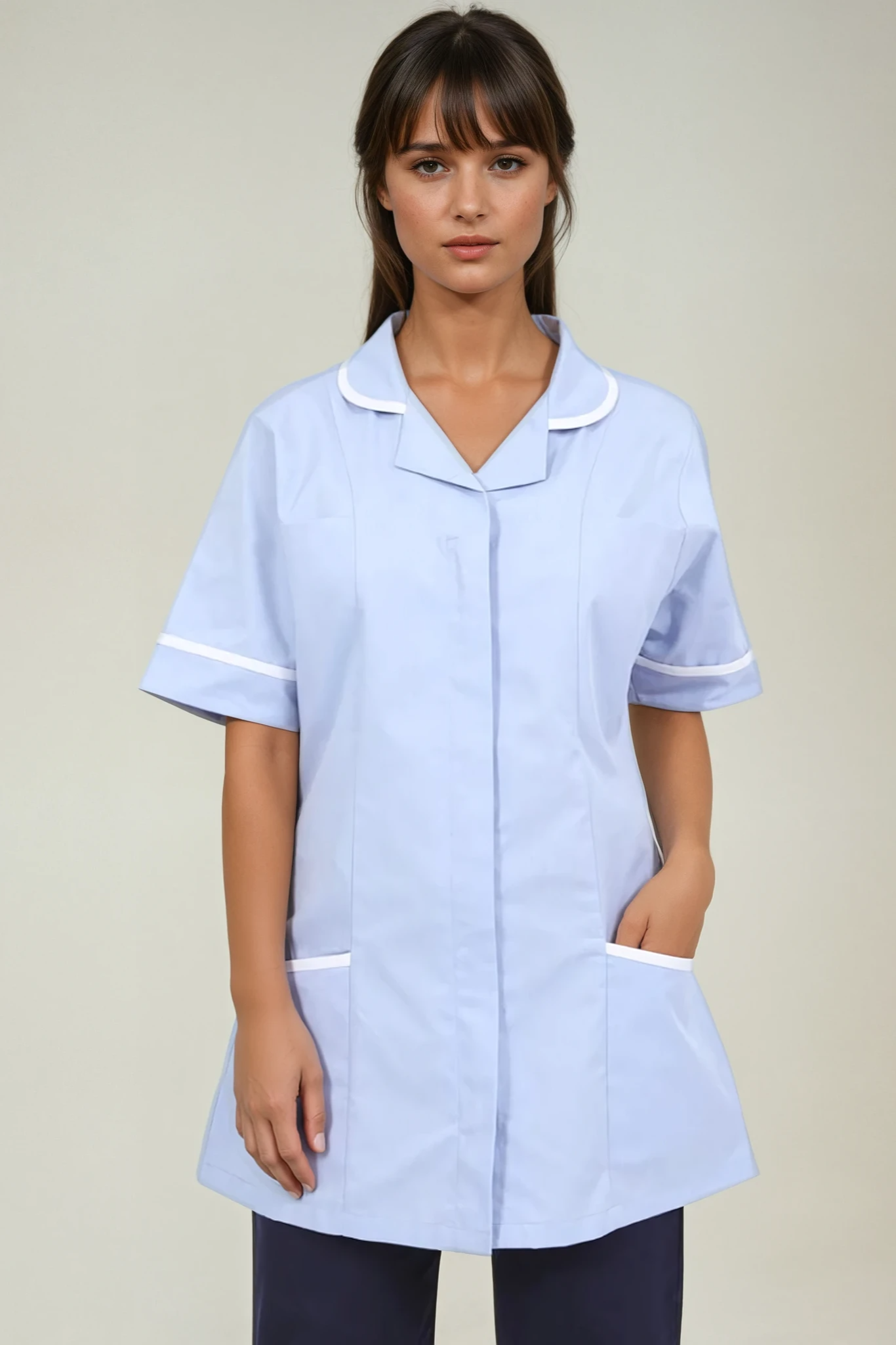 NCLTPS Ladies Round Collar Tunic (Blues) Ladies Healthcare Tunic Behrens