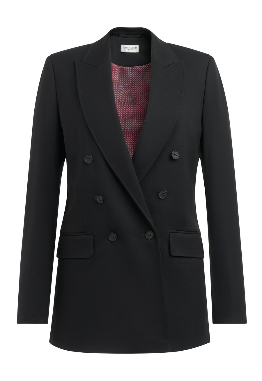 2425: Perdita Womens Double Breasted Jacket Ladies Suit Jacket Brook Taverner Black 6 Short