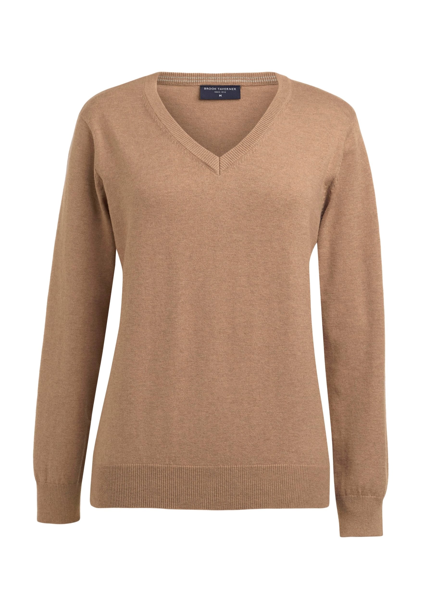 Riga Ladies V-Neck Jumper Womens Knitwear Brook Taverner Oatmeal XS