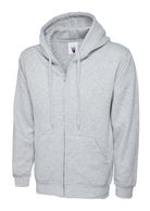 UC504: Unisex Full Zip Hooded Sweatshirt Mens Hoodies Uneek Heather Grey XS