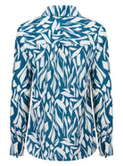 Abstract Teal Long Sleeve Blouse (Removable Tie) - The Staff Uniform Company