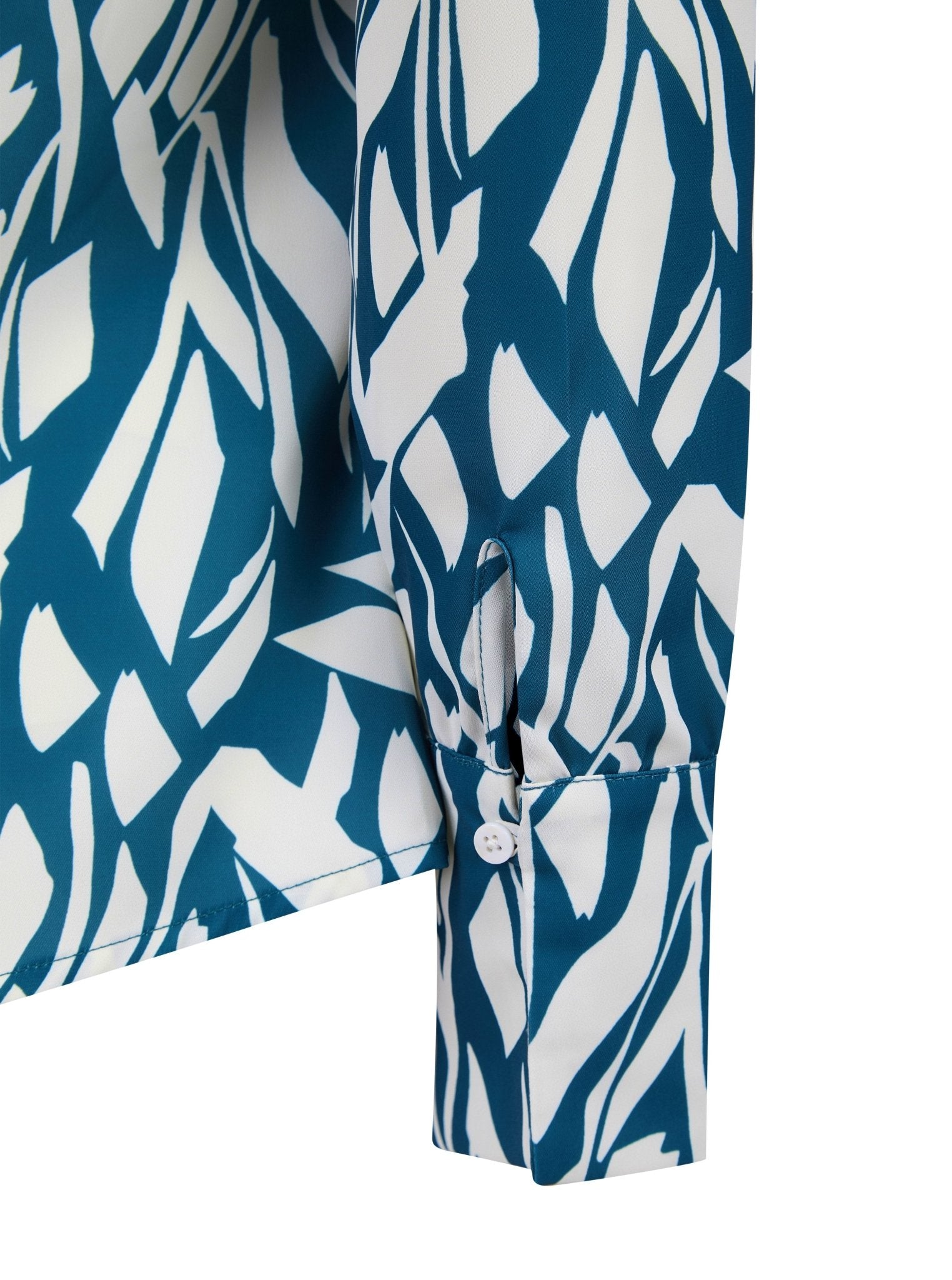 Abstract Teal Long Sleeve Blouse (Removable Tie) - The Staff Uniform Company