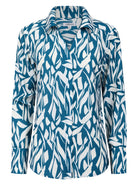 Abstract Teal Long Sleeve Blouse (Removable Tie) - The Staff Uniform Company