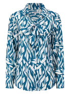 Abstract Teal Long Sleeve Blouse (Removable Tie) - The Staff Uniform Company