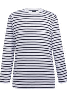 Amos Long Sleeve Mens Breton Top Hospitality T-Shirts Brook Taverner White/Navy XS