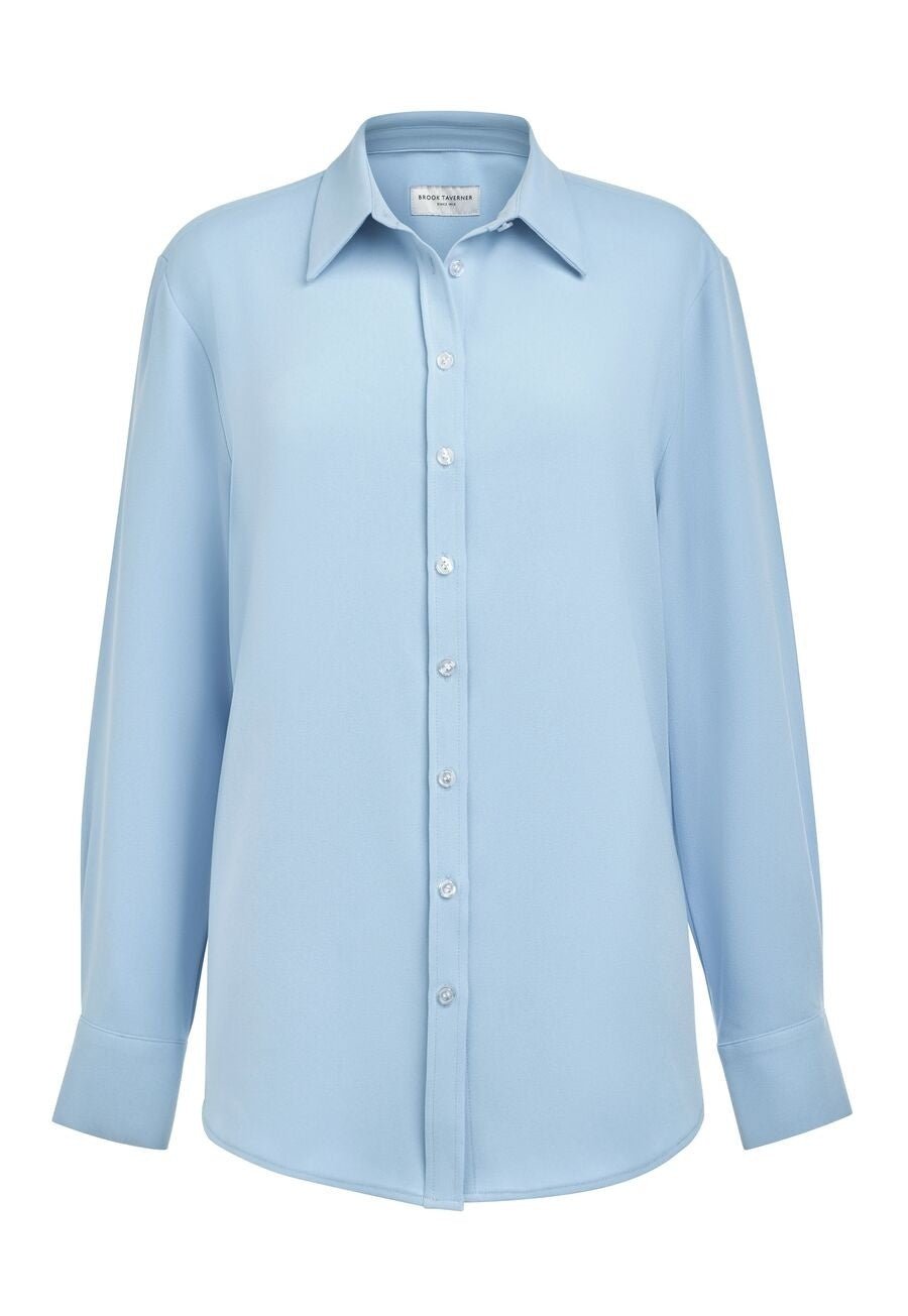 Bergamo Button Front Blouse Blouses Brook Taverner Sky Blue 6