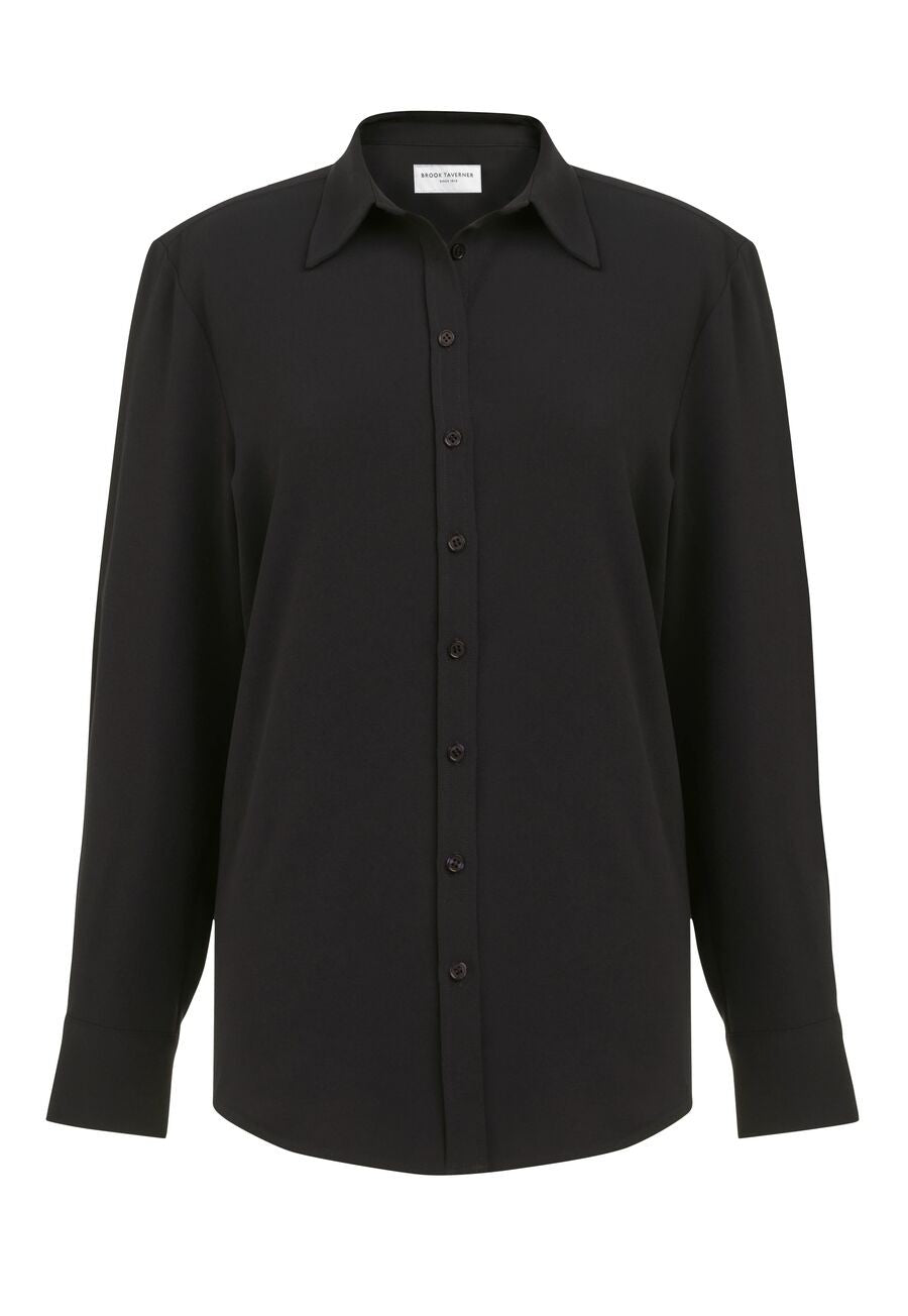2419: Bergamo Button Front Blouse Blouses Brook Taverner Black 6