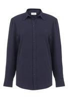 2419: Bergamo Button Front Blouse Blouses Brook Taverner Navy 6