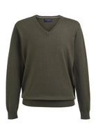 Berlin Mens V-Neck Jumper Mens Knitwear Brook Taverner Moss XS