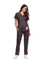 Cherokee Revolution Maternity Mock Wrap Top Ladies Scrub Top Cherokee Revolution Pewter XXS