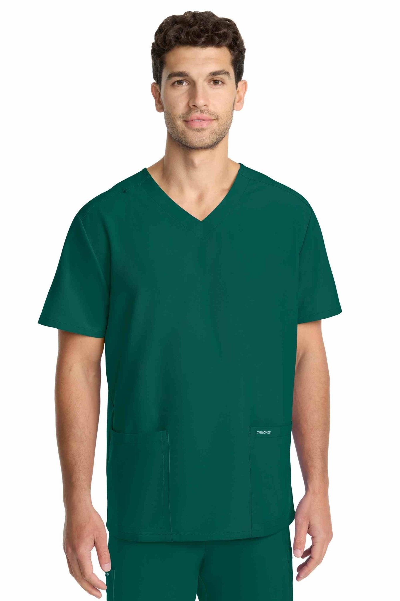 Cherokee Ultra Unisex V-Neck Scrub Top Unisex Scrub Top Cherokee Ultra Hunter Green XXS