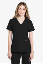 Cherokees Original Ultra Womens V-Neck Top Ladies Scrub Top Cherokee Ultra Black XXS