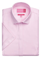 Chianti Herringbone Ladies Blouse Womens Short Sleeve Shirts Brook Taverner Pink Herringbone 6
