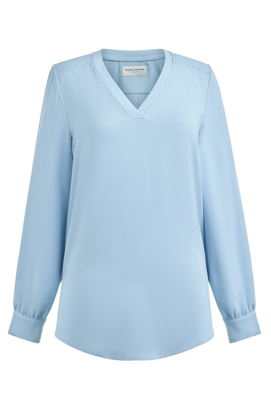 2418: Como V-Neck Blouse Blouses Brook Taverner Sky Blue 6