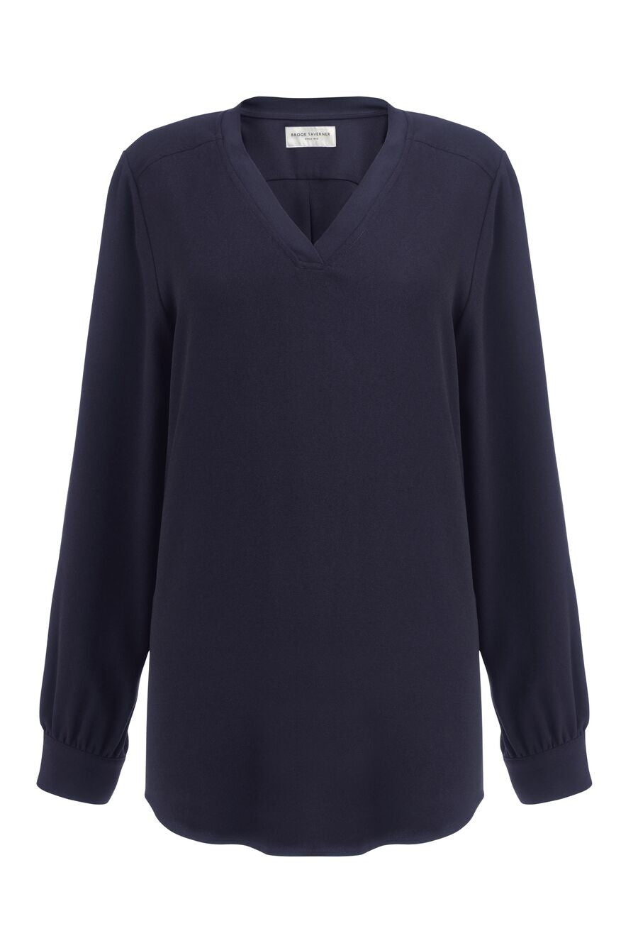 2418: Como V-Neck Blouse Blouses Brook Taverner Navy 6