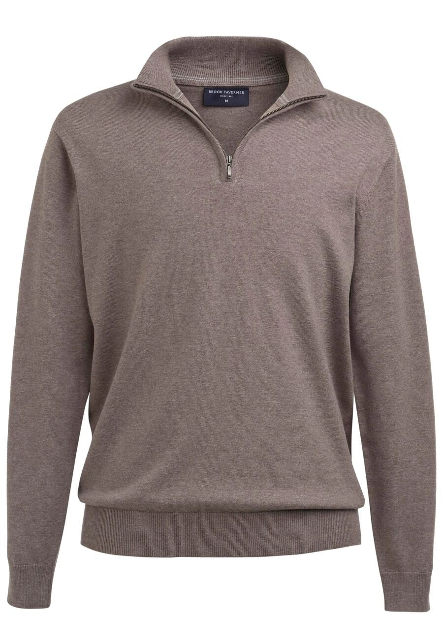 Copenhagen 1/4 Zip Mens Jumper Mens Knitwear Brook Taverner Taupe XS