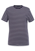 4721: Edmund Short Sleeve Mens Breton Top Hospitality T-Shirts Brook Taverner Navy/White XS