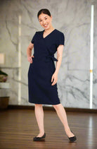 Elena Ladies Tie Wrap Beauty Dress Beauty Dresses La Beeby Navy 6
