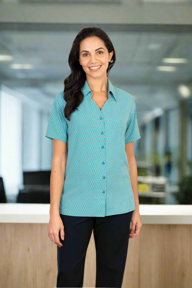Emma Ladies Short Sleeve Blouse Blouses Vortex Designs Jade 6