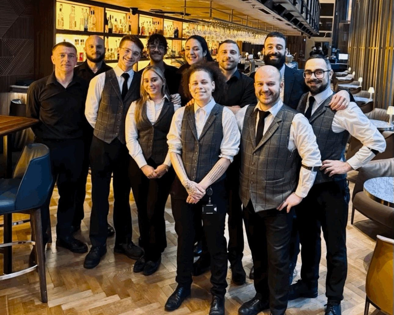 staff at Fazenda Bishopgate London wearing their uniforms