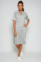 NCLD - Nurse Dress in Grey with White Trim Healthcare Dress Behrens Grey 6 Short
